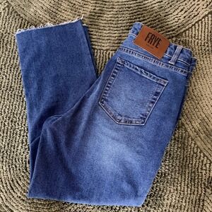 Frye Women Blue High Rise Straight Leg Raw Hem Jeans Size 4/27 RN114186